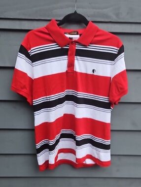 Ben Sherman Red, White & Black Striped Polo